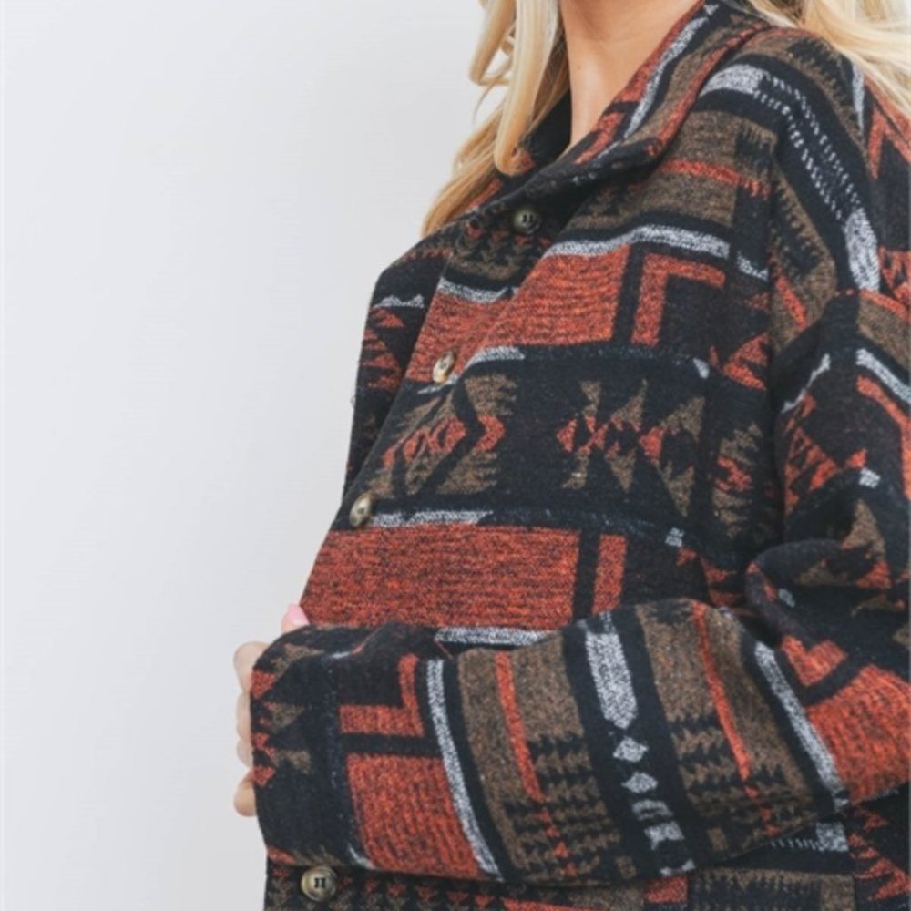 Aztec Tribal Print Button Down Jacket - Picture 6 of 6